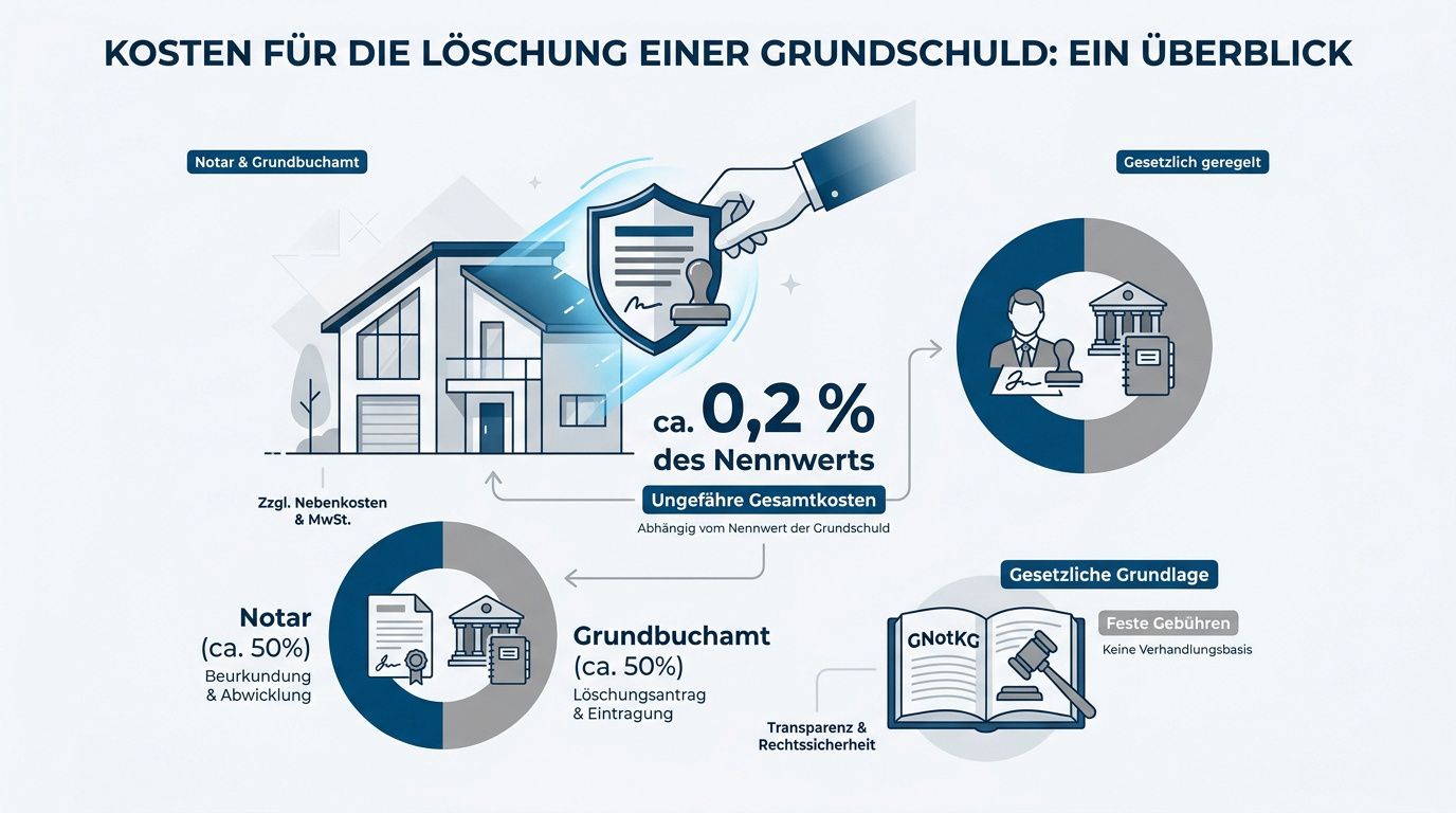 Übersicht der Kosten für die Löschung einer Grundschuld inklusive Notar und Grundbuchamt