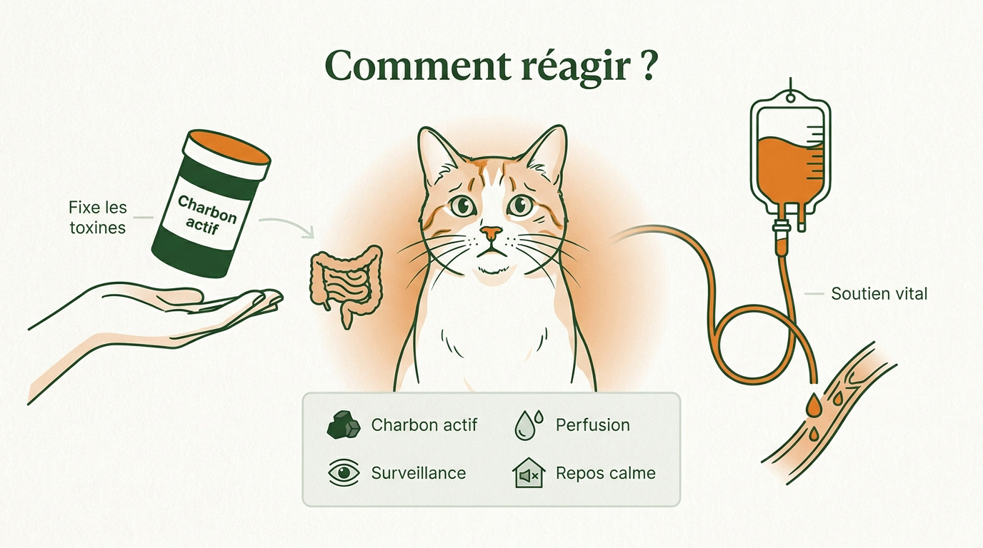 Chat présentant des signes de désorientation suite à une intoxication