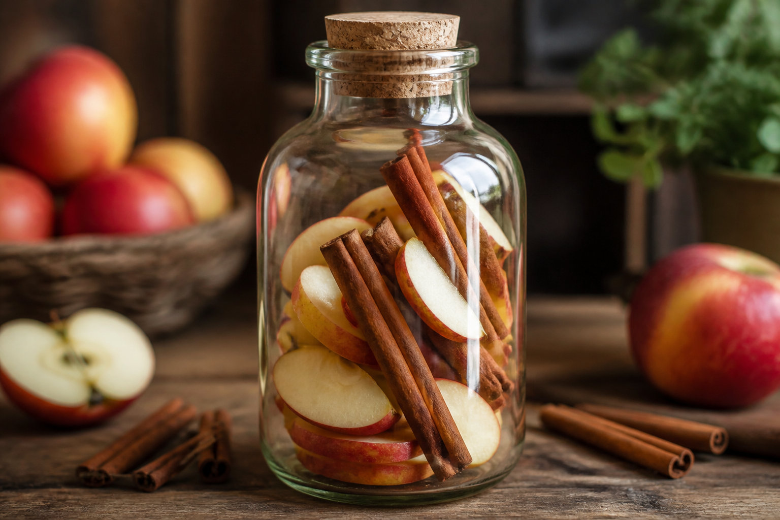 Élaboration du mélange pomme et cannelle