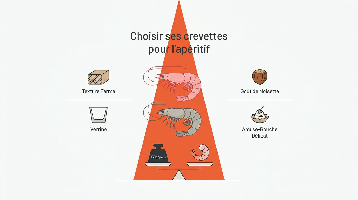 Sélection de crevettes roses et grises fraîches pour l'apéritif