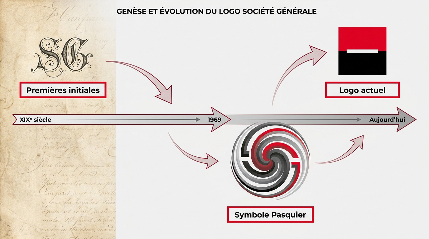 Évolution historique du logotype Société Générale de 1864 à nos jours