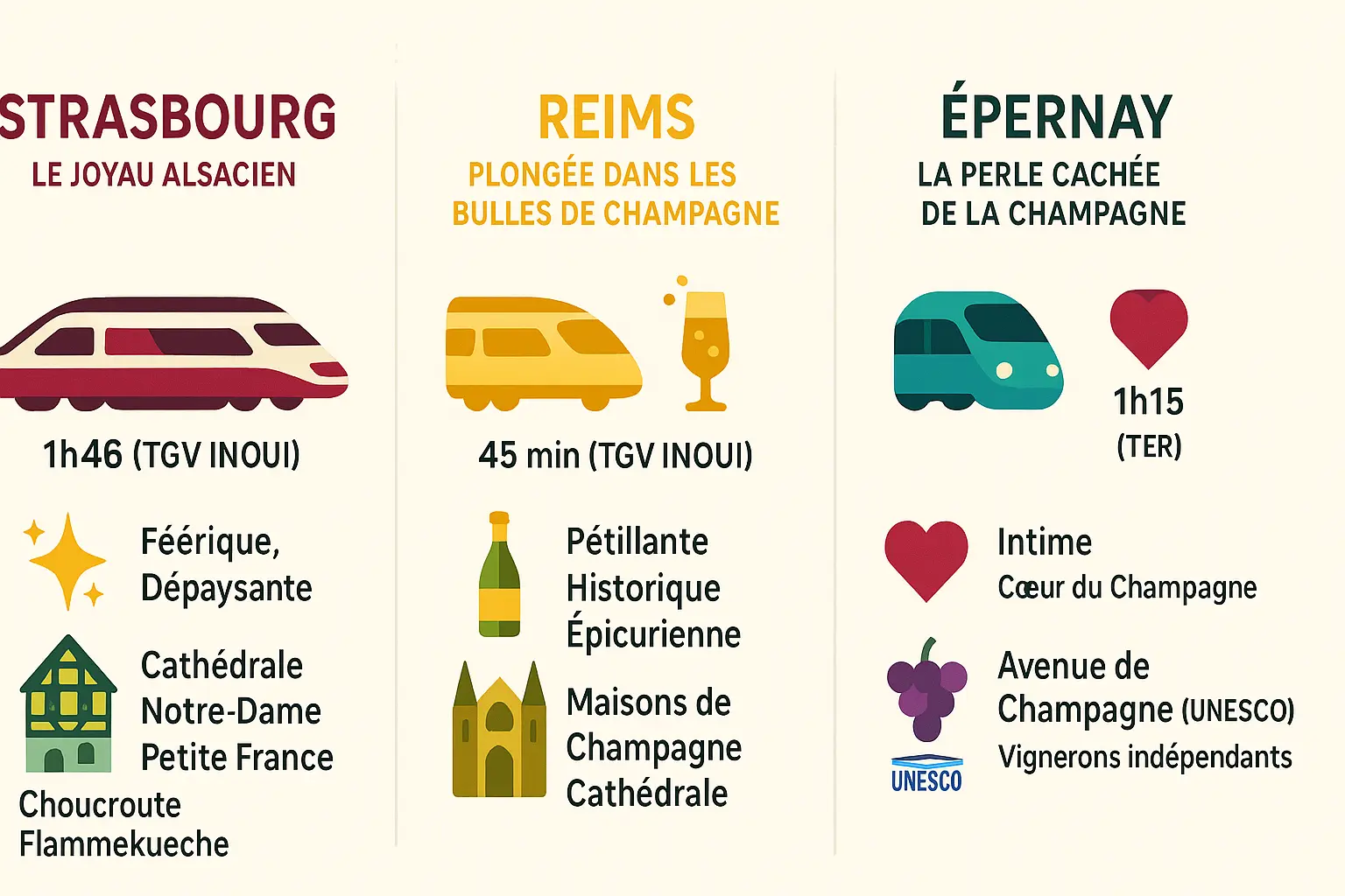 Carte des destinations depuis la Gare de l'Est