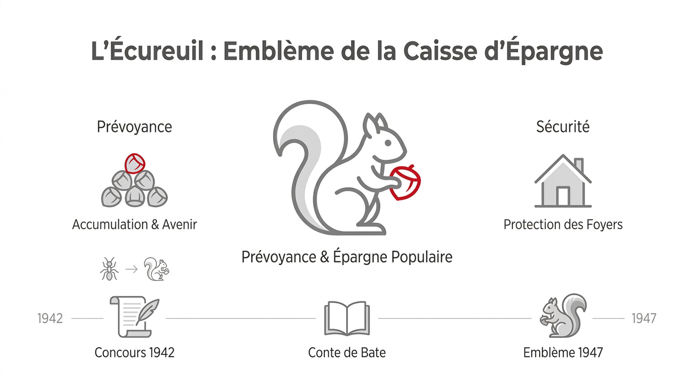 L'écureuil emblématique, symbole historique de la Caisse d'Épargne