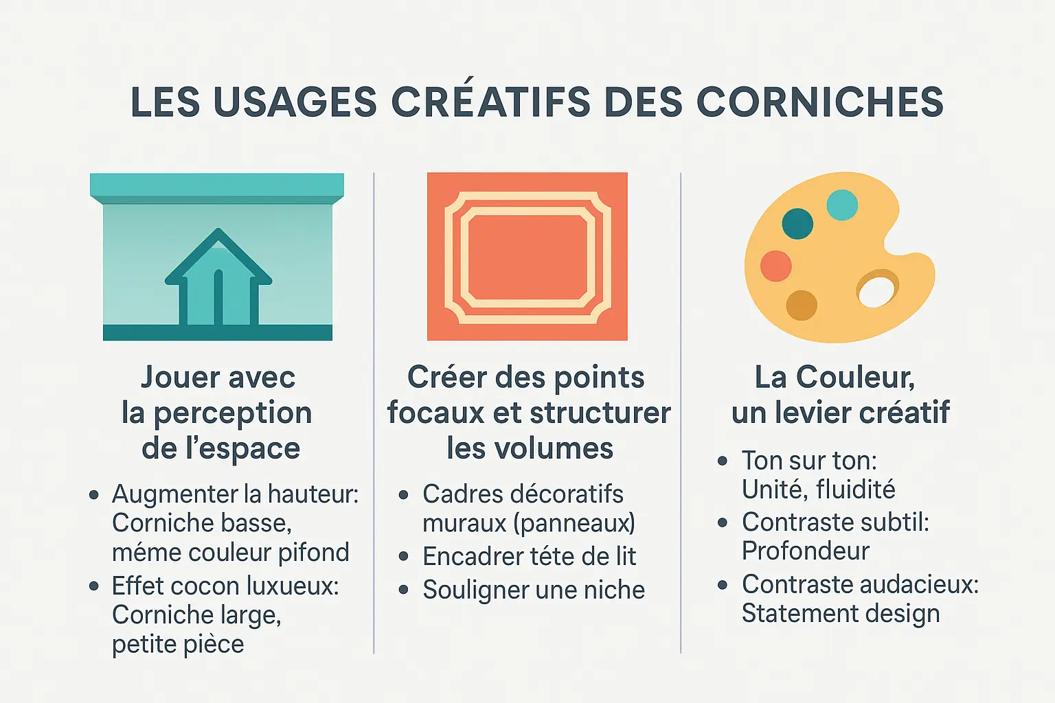 Usages créatifs des corniches murales en décoration intérieure