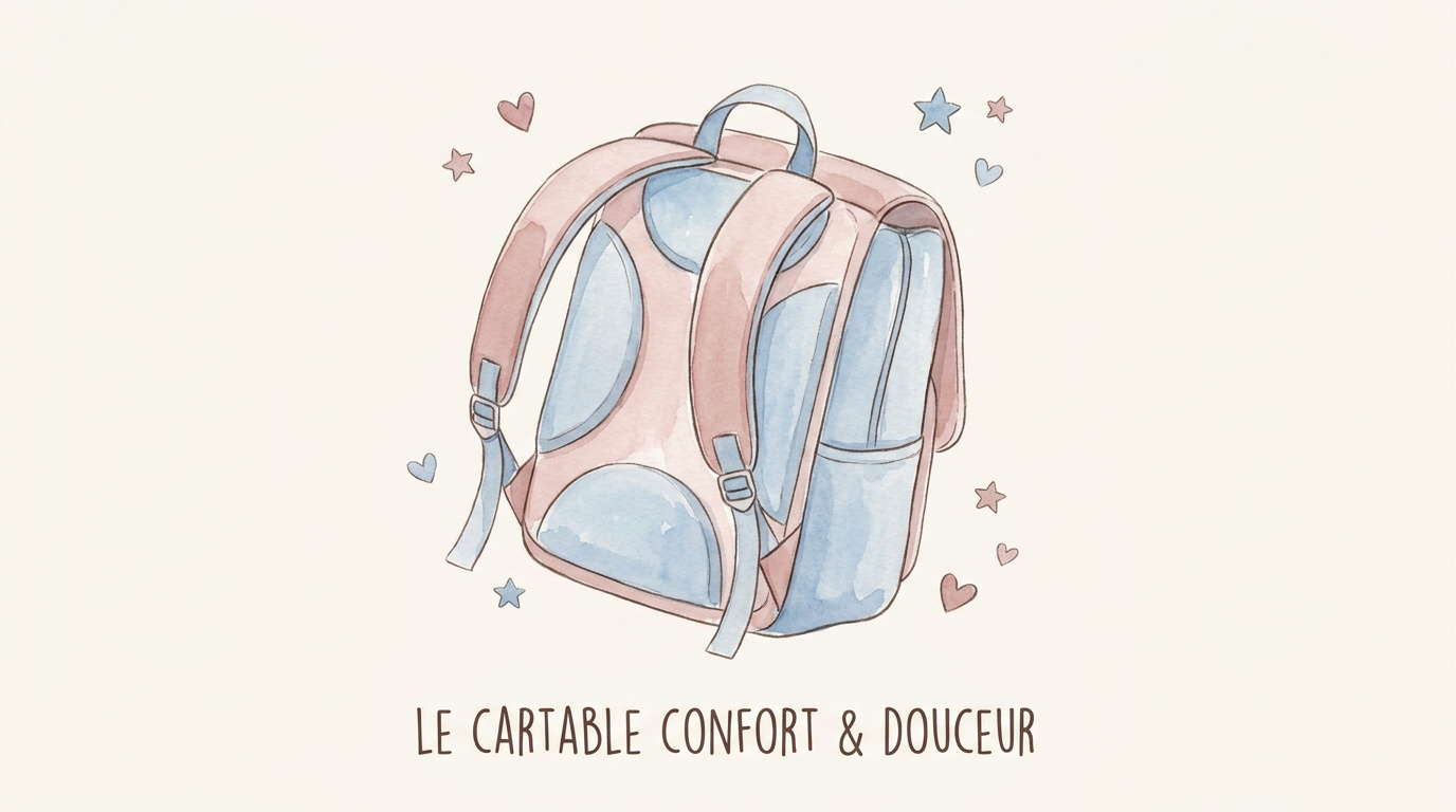 Cartable pour fille aux motifs aquarelle doux et ergonomique pour le confort du dos