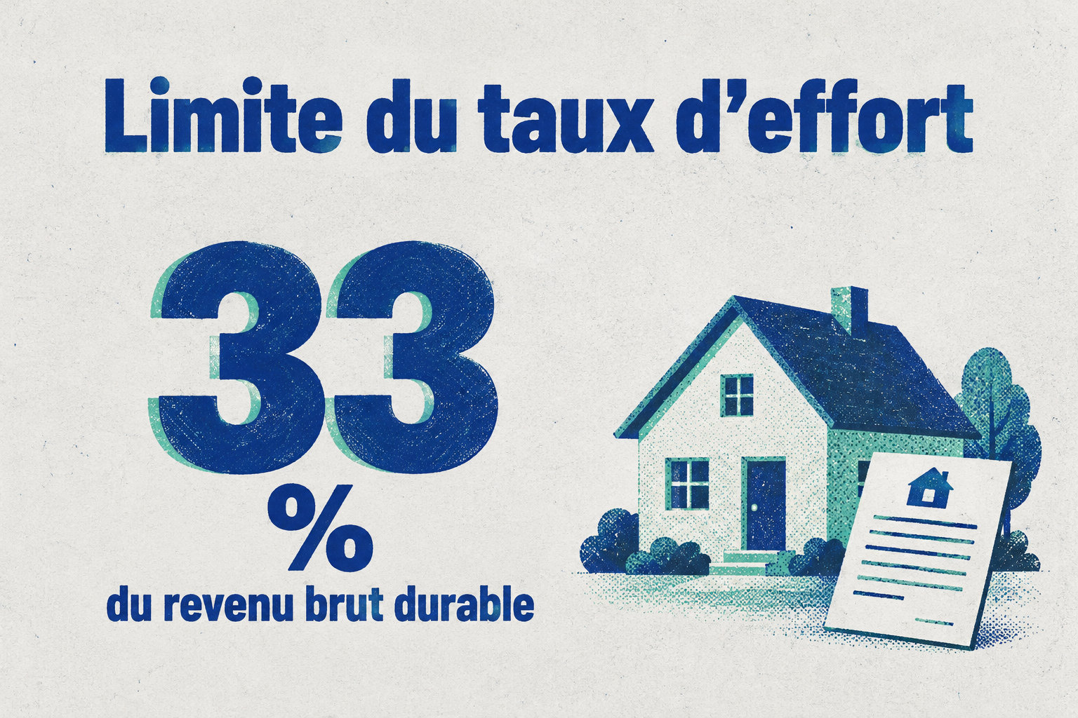Pour un logement occupé par son propriétaire, la limite de référence du taux d’effort est de 33 % du revenu brut durable.