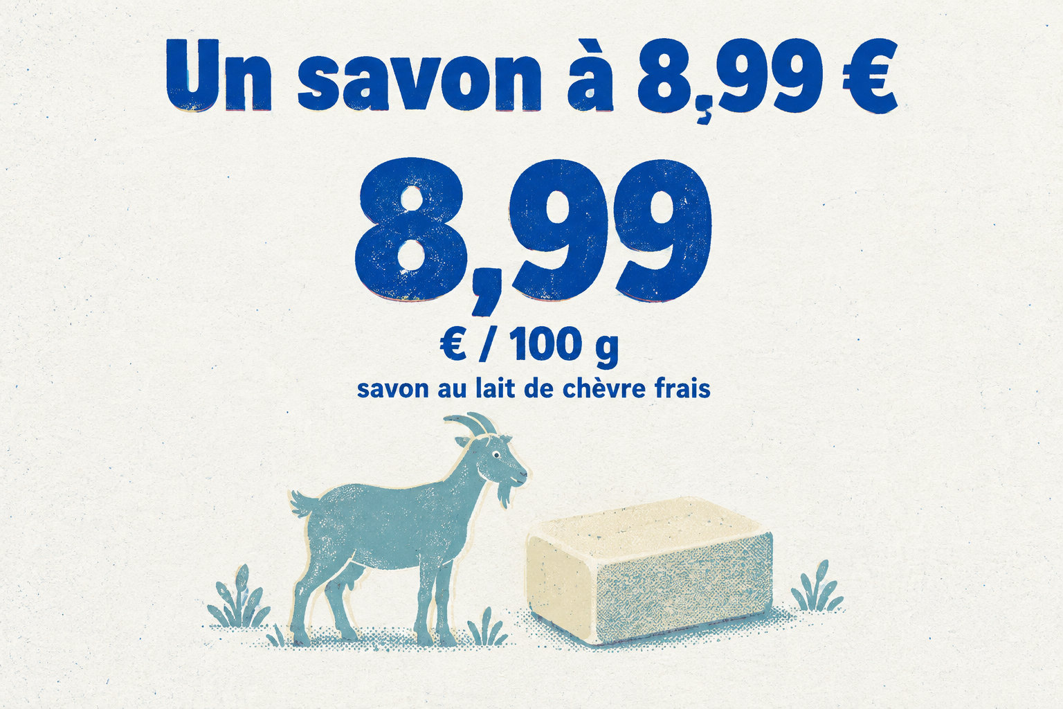 Le Savon au lait de chèvre frais Bio de Bon Sens coûte 8,99 € pour 100 g.