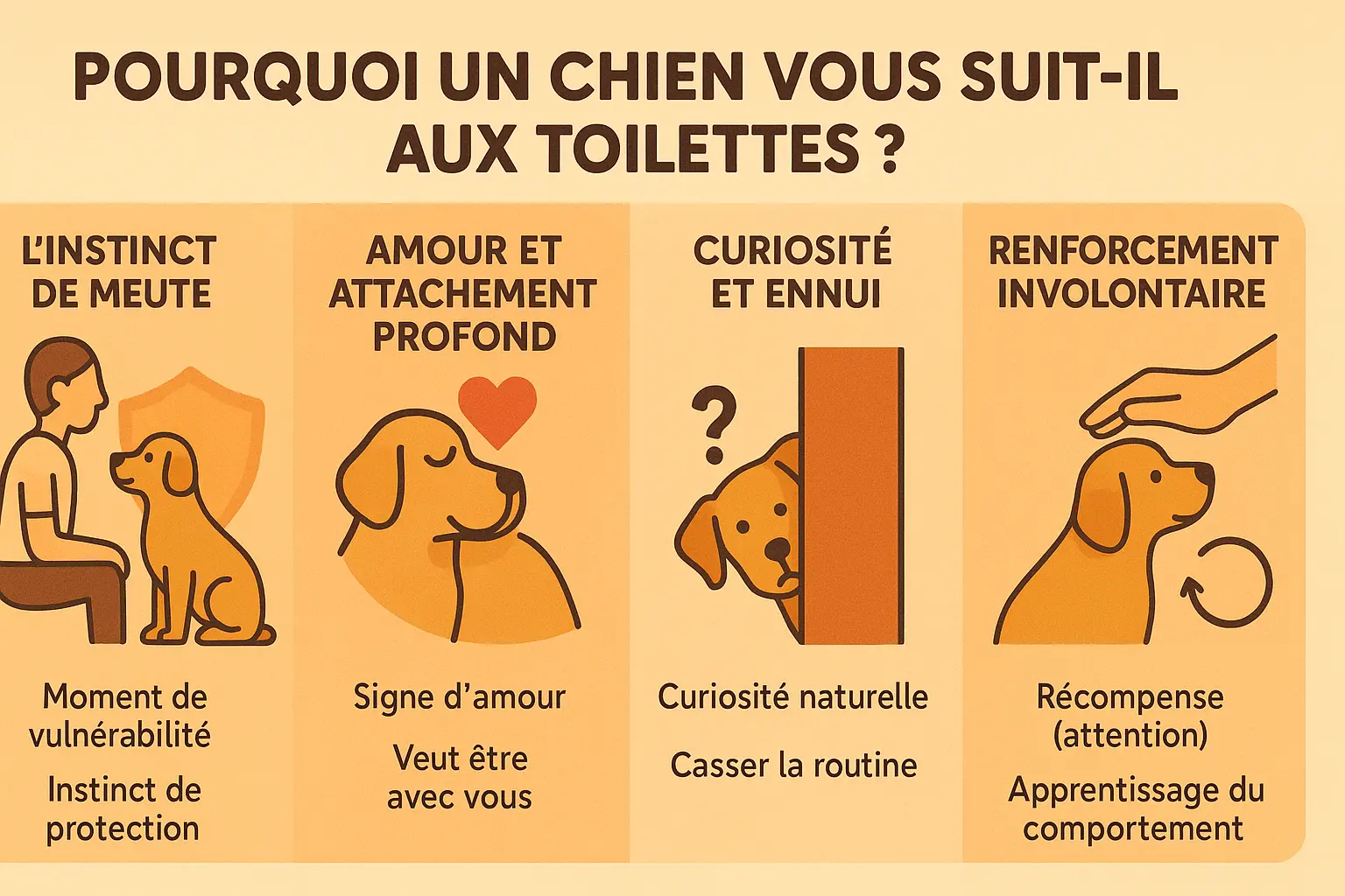 Un chien regarde son maître dans les toilettes