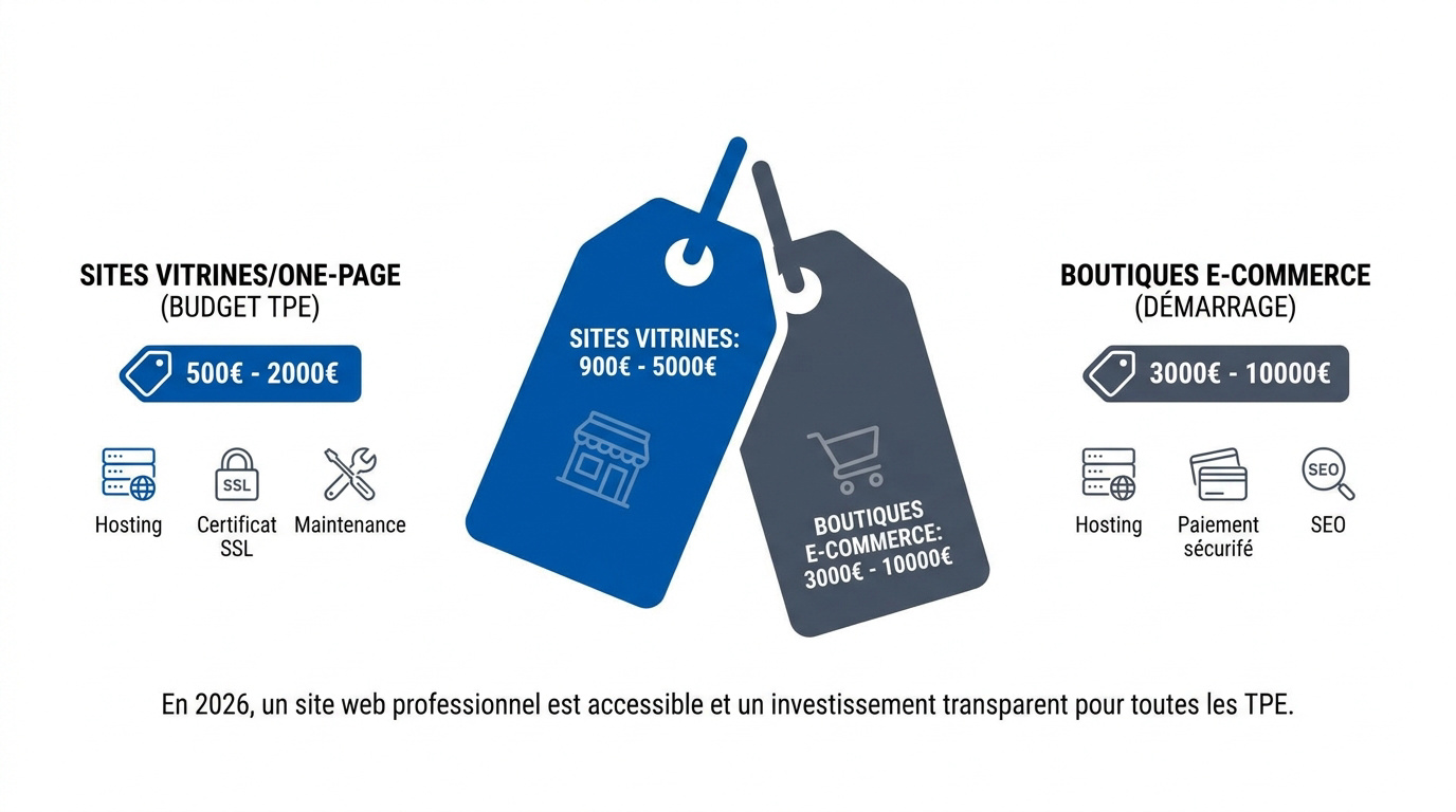 Tableau comparatif des tarifs de création de sites internet en 2026