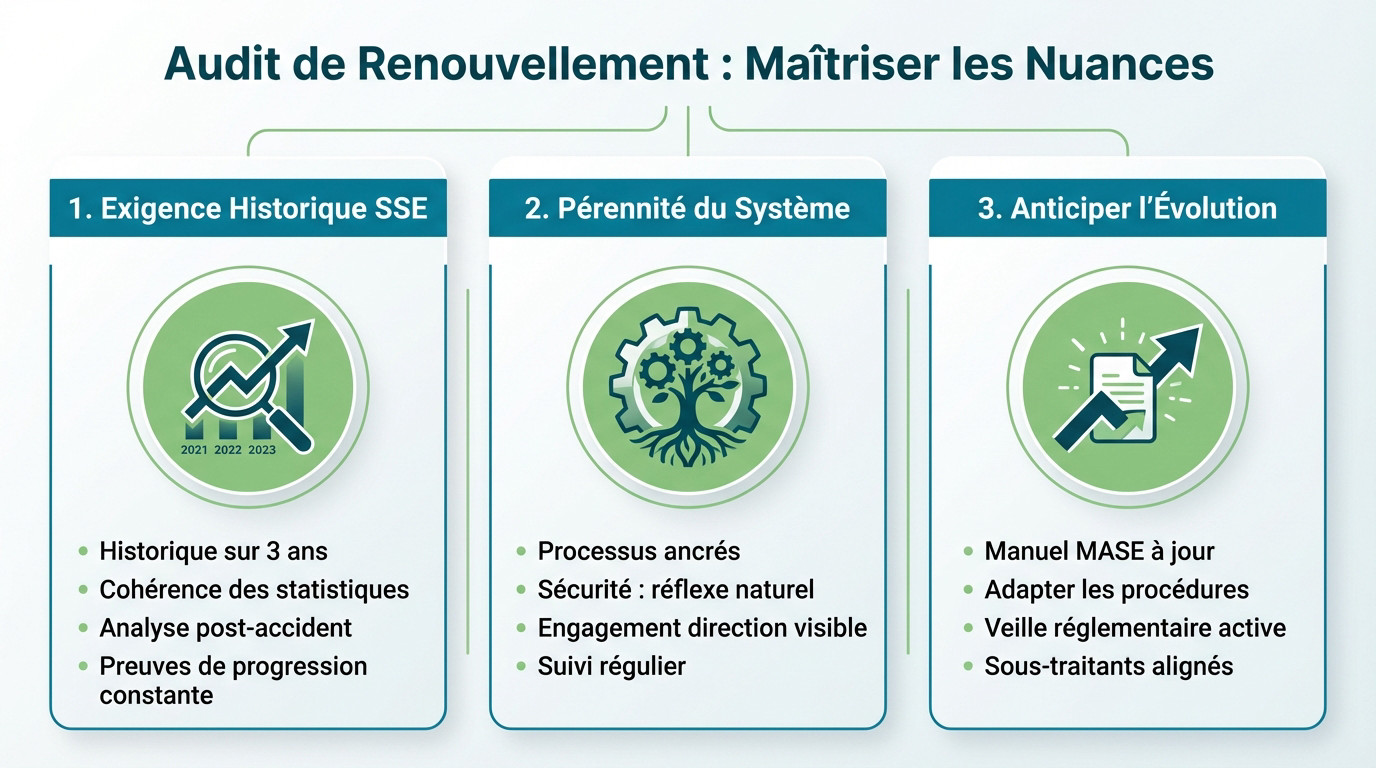Comparaison des exigences entre audit initial et renouvellement MASE