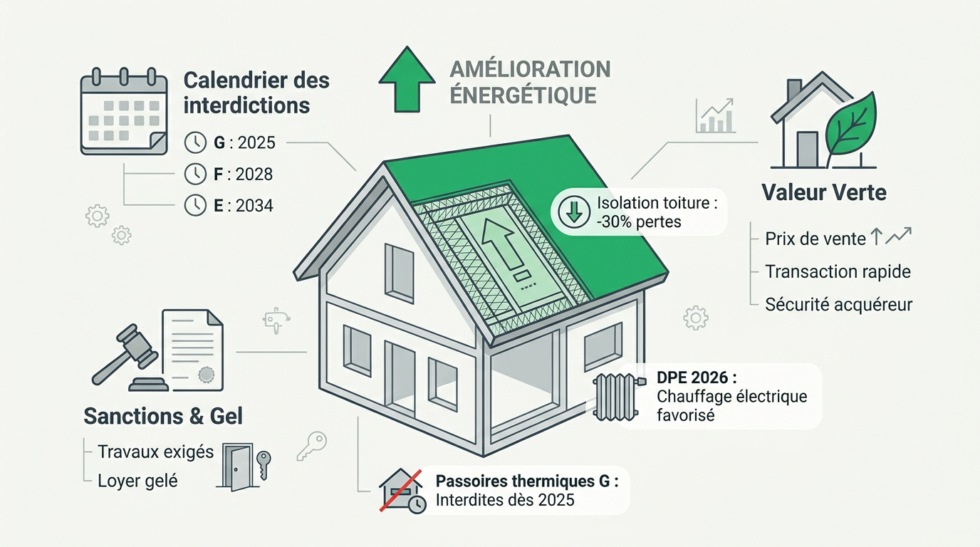 Calendrier des interdictions de location et impact de la rénovation énergétique sur la valeur immobilière
