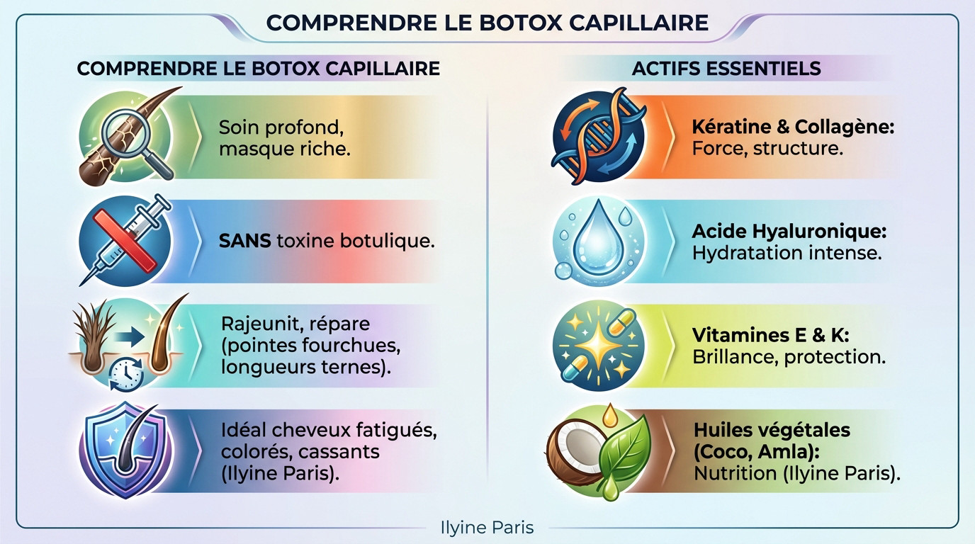 Application d'un soin botox capillaire réparateur sur cheveux longs