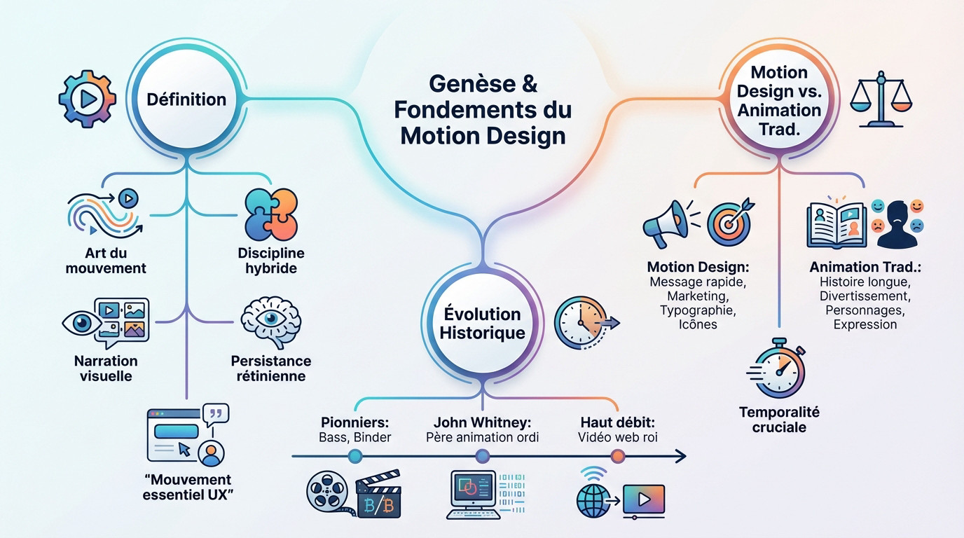 Illustration des principes fondamentaux et de l'évolution du motion design