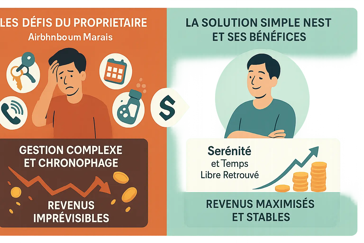 Vue aérienne du Marais à Paris avec des indicateurs de performance locative
