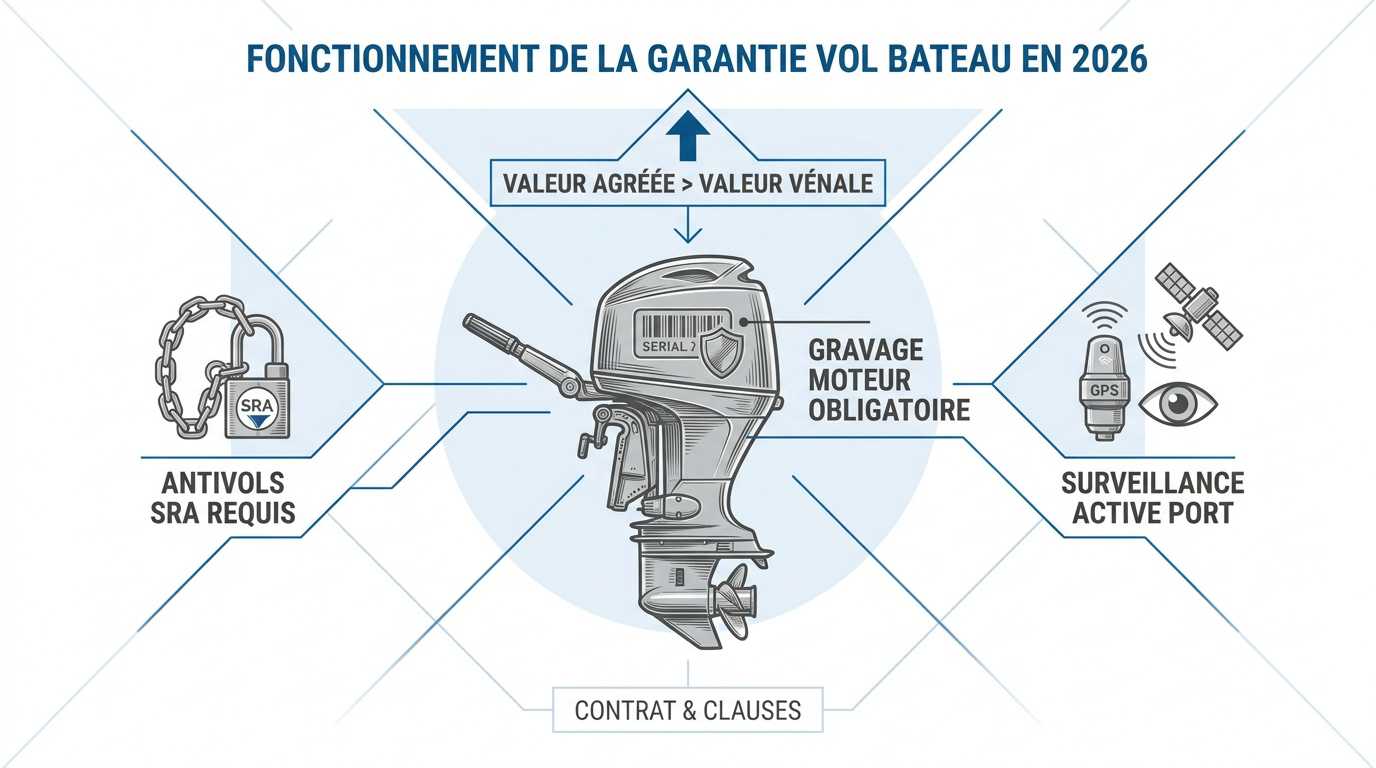Sécurisation d'un bateau moteur avec dispositifs antivol homologués