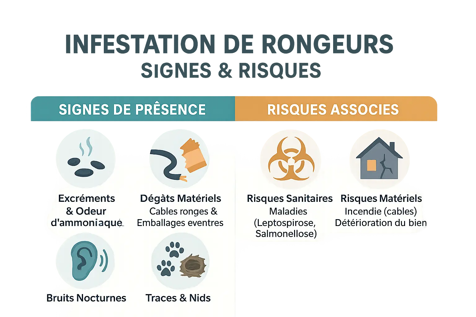 Signes d'infestation de rongeurs
