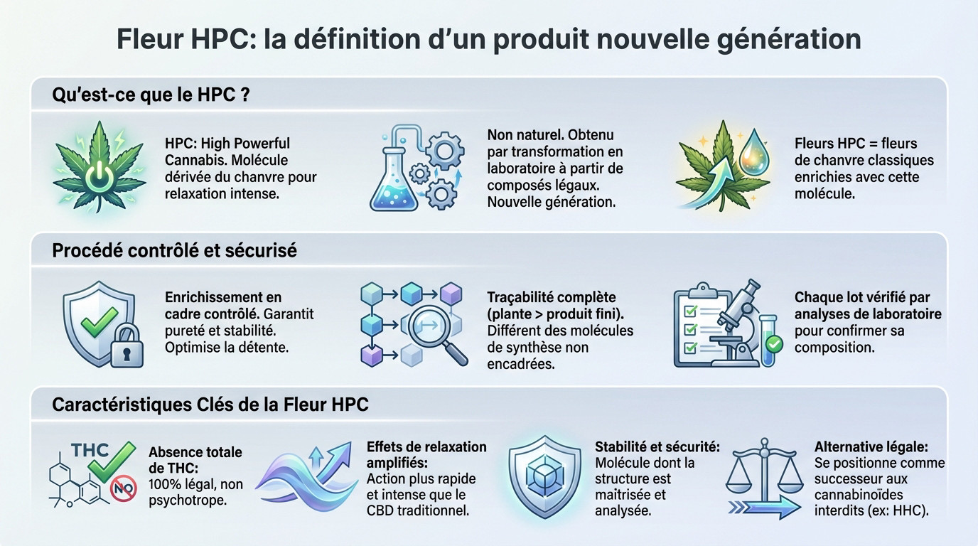 Fleur de chanvre HPC enrichie en laboratoire