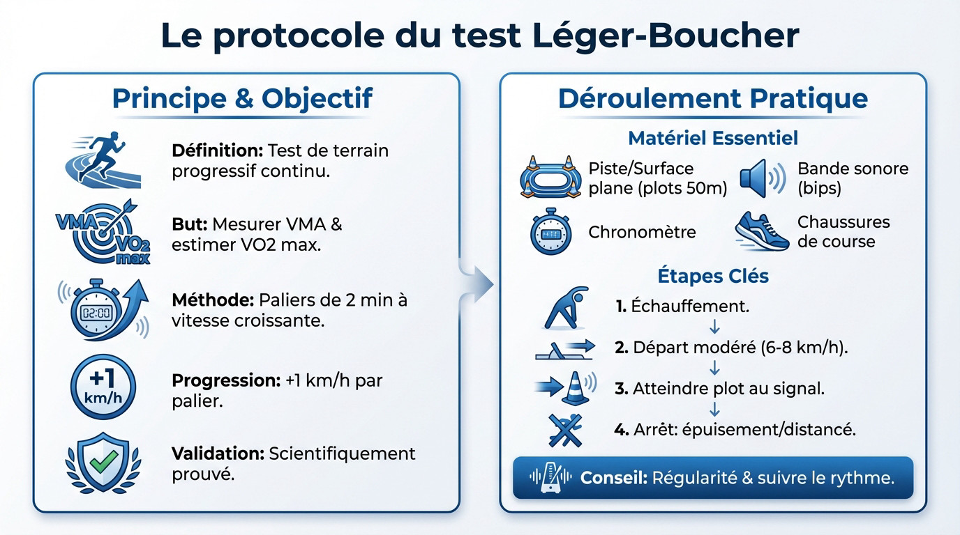 Coureur sur piste réalisant le test Léger-Boucher pour évaluer sa VMA