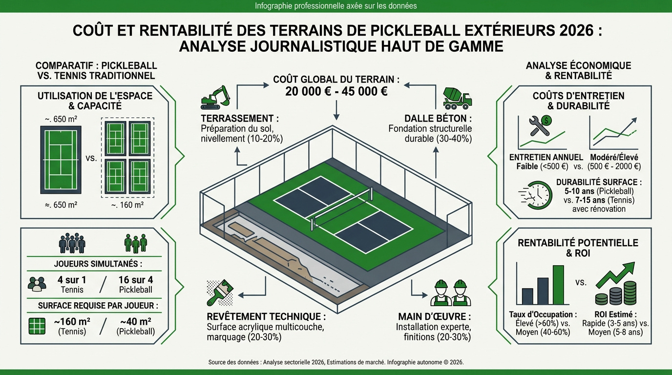Comparaison de rentabilité tennis et pickleball