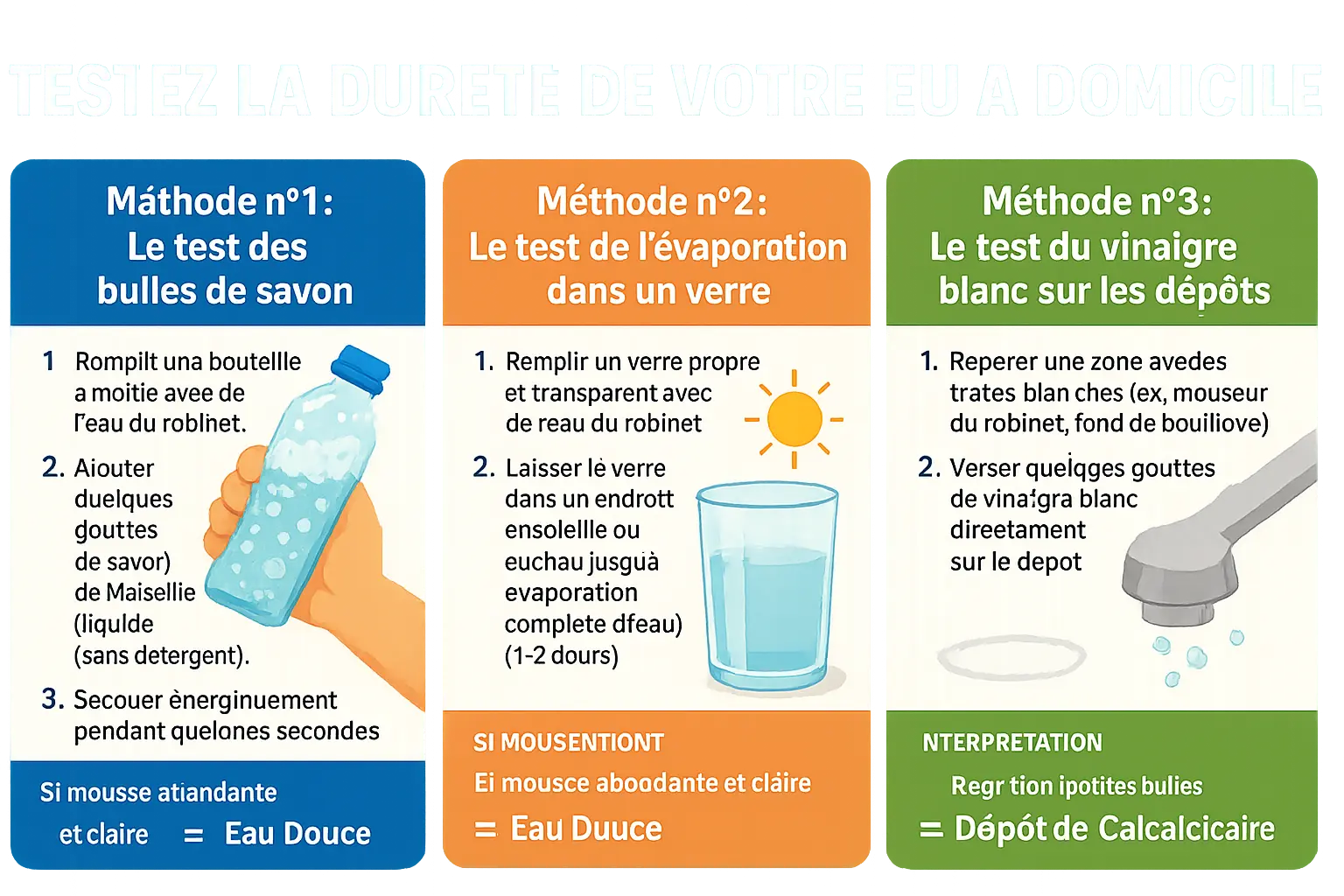 Test de dureté de l'eau avec du vinaigre et du savon