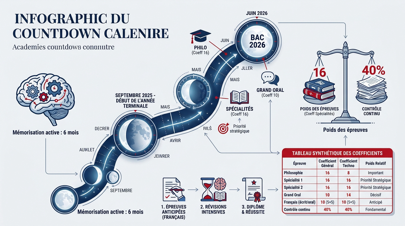Calendrier et compte à rebours pour les révisions du bac 2026