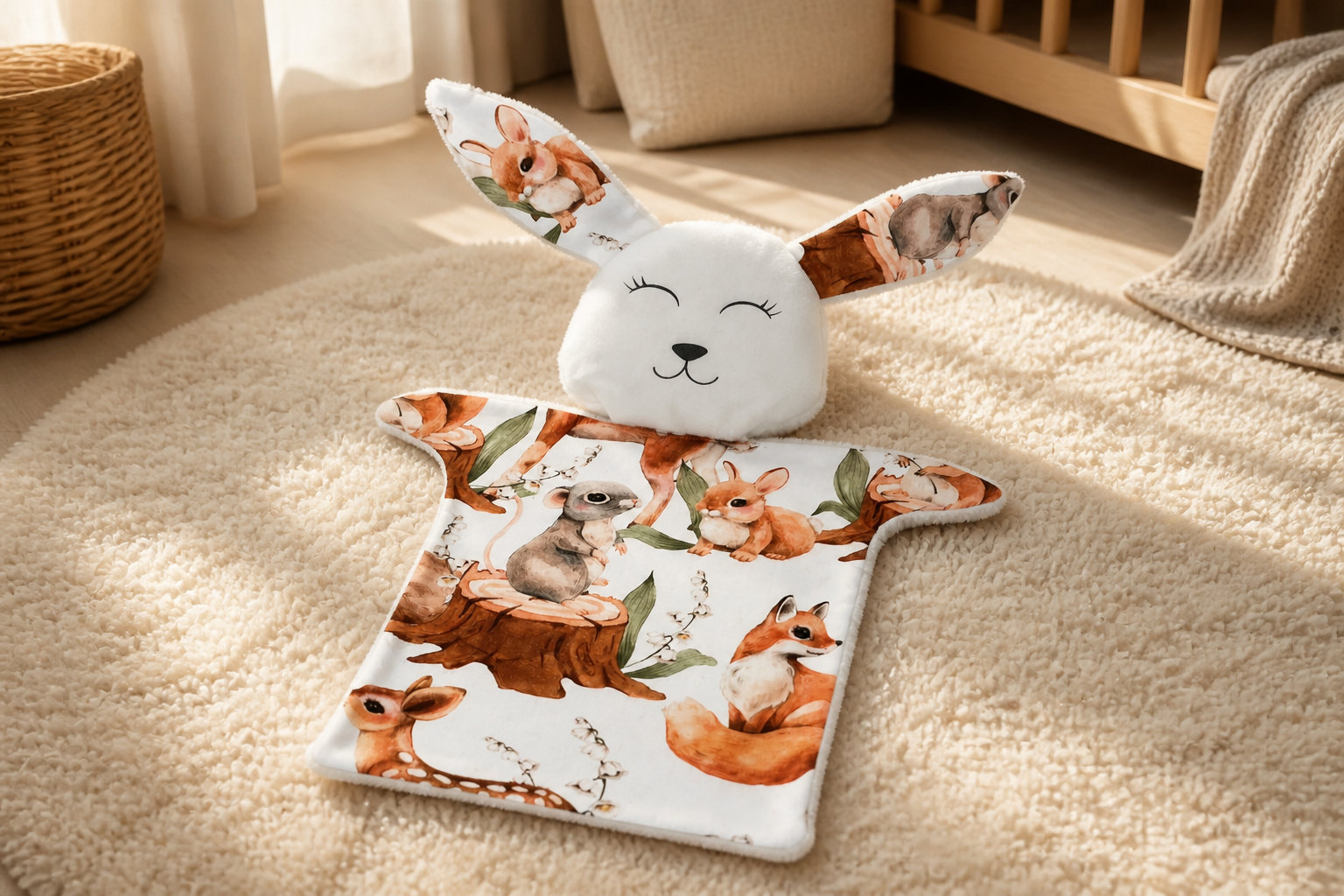 Doudou Lapin en tissu Forest lapin écureuil et faon