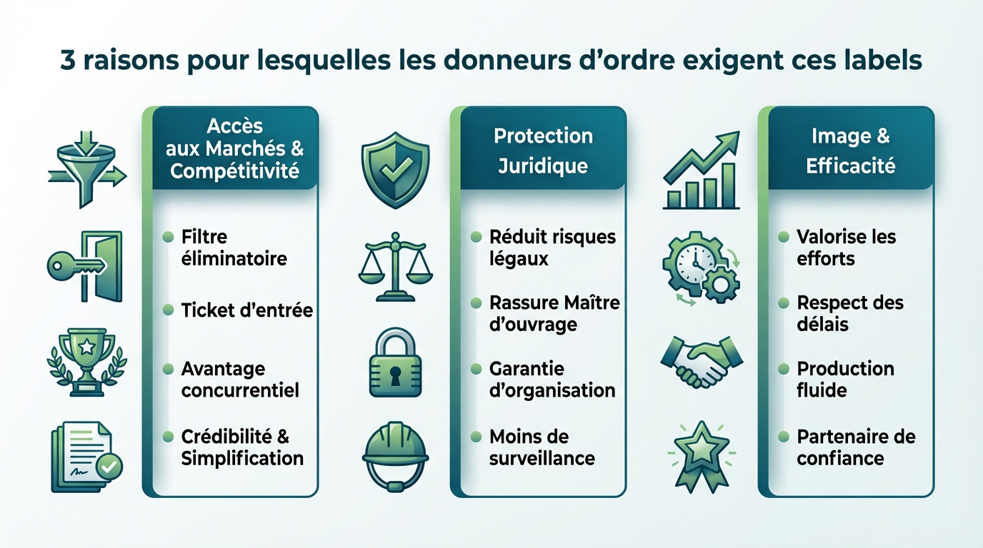 Ouvrier sur chantier illustrant l'exigence des labels MASE et Qualibat