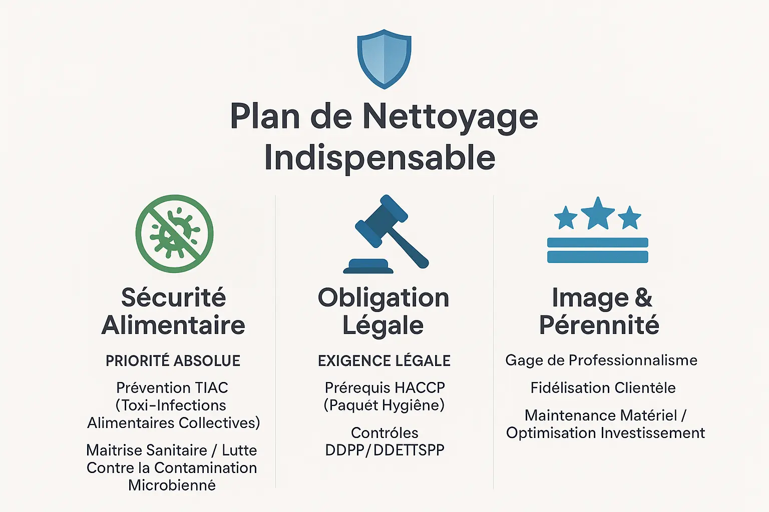 Les trois piliers du plan de nettoyage en cuisine professionnelle : s&eacute;curit&eacute;, r&eacute;glementation et r&eacute;putation