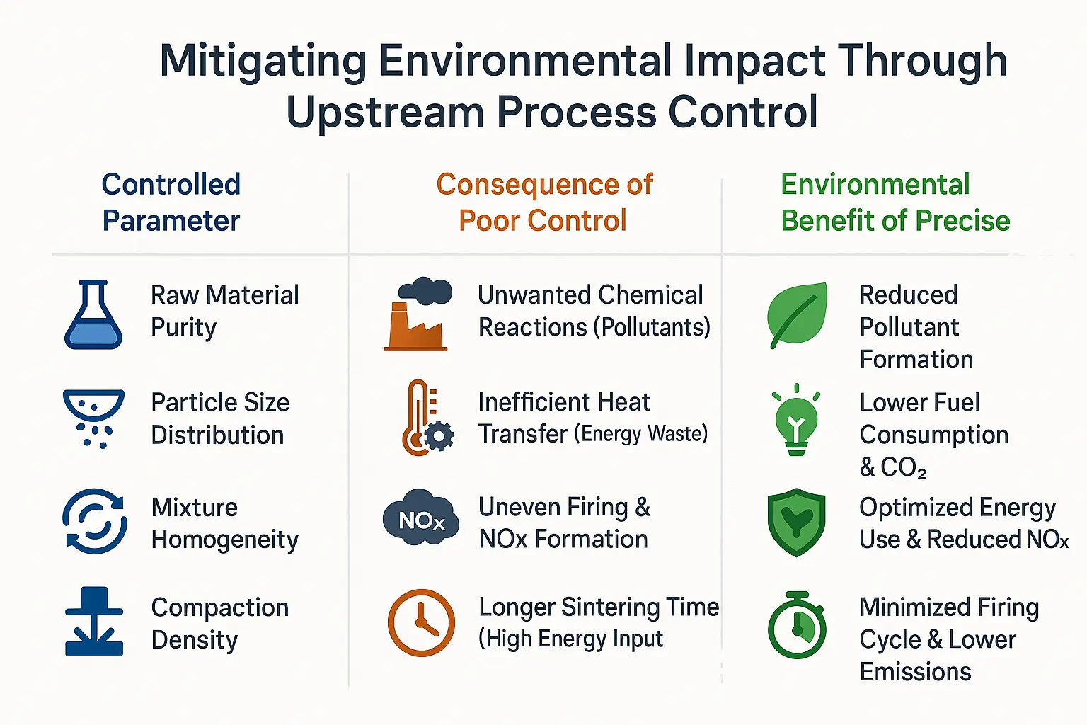<strong>Upstream process control environmental impact</strong> visualization for refractories