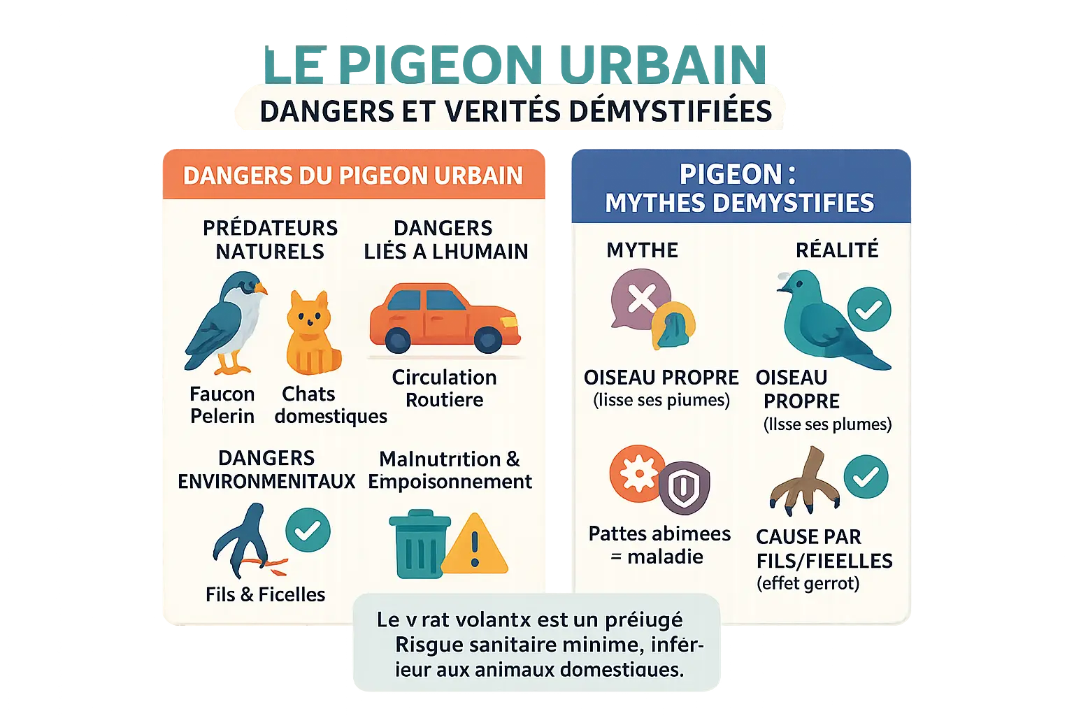 Pigeon urbain sur une corniche