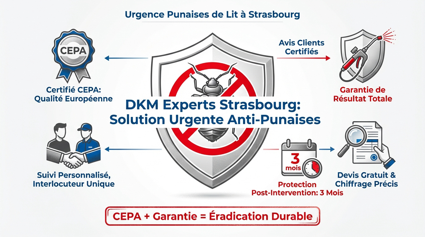 Intervention professionnelle de DKM Experts contre les punaises de lit à Strasbourg