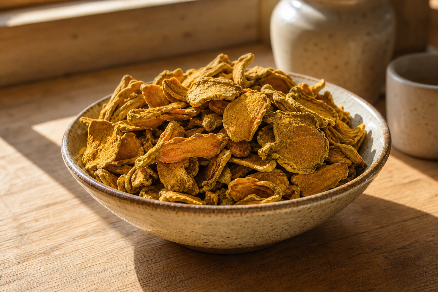 Curcuma racine coupée bio : l'or végétal pour vos infusions