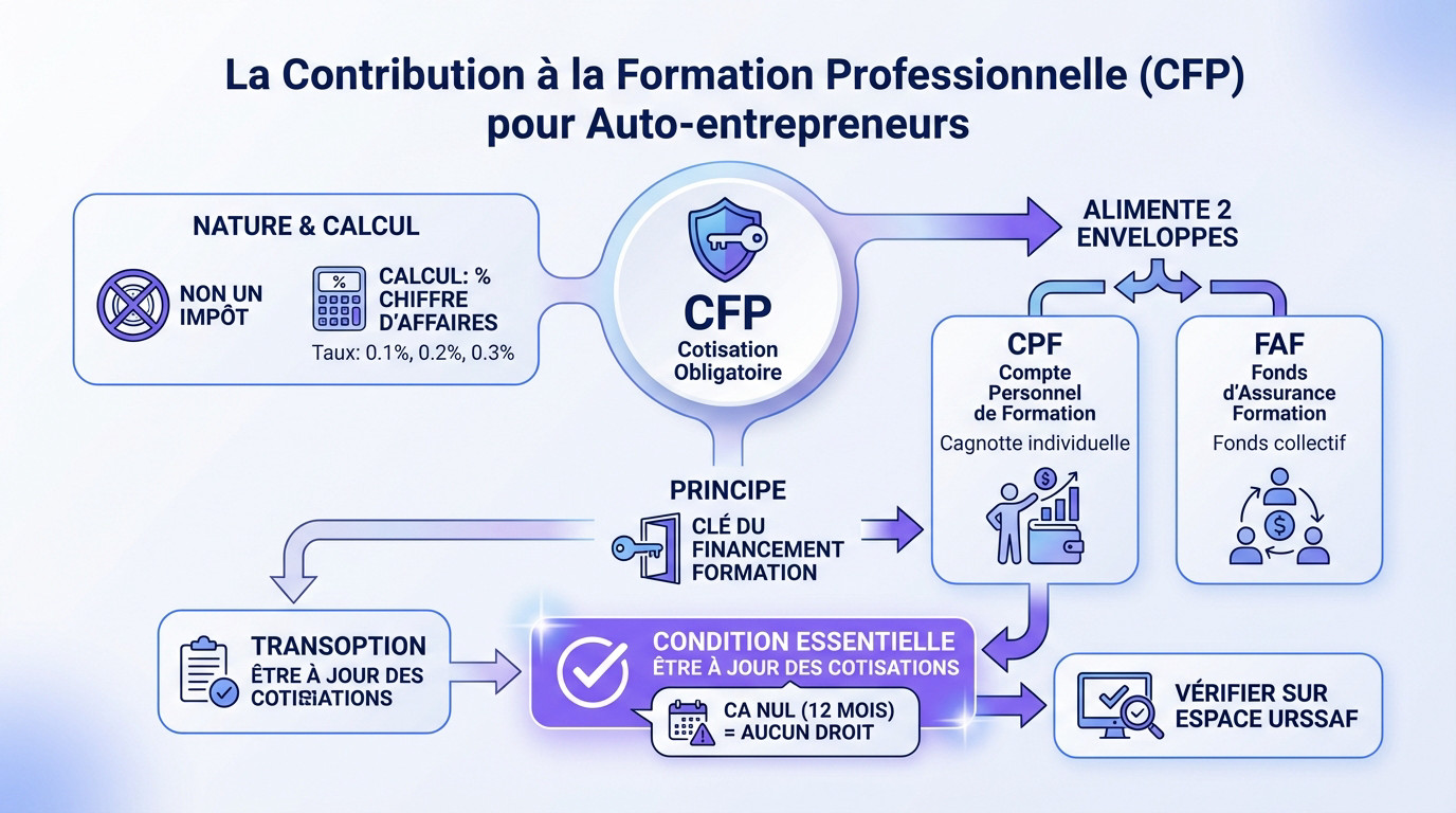 Schéma explicatif du fonctionnement de la CFP pour les auto-entrepreneurs et conditions d'accès