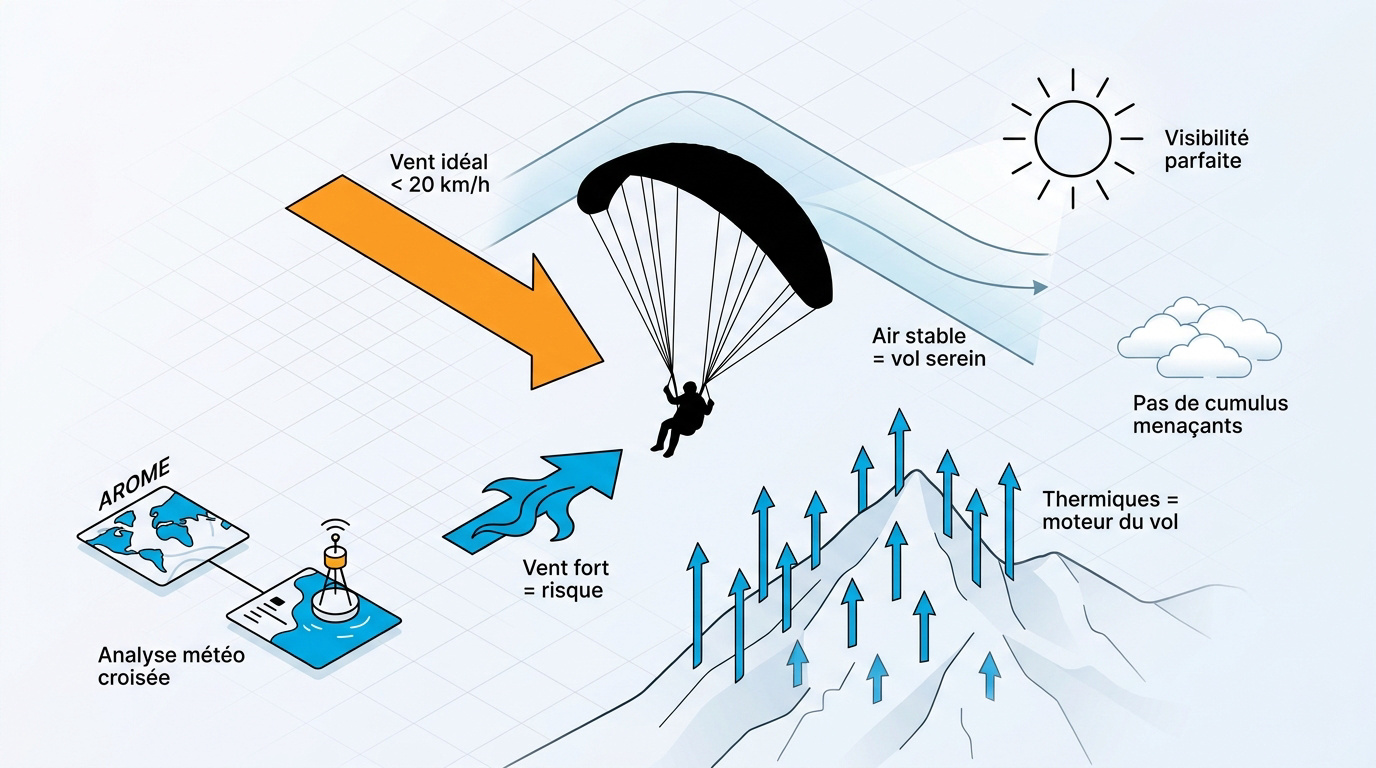 Conditions météo idéales pour la pratique du parapente en sécurité