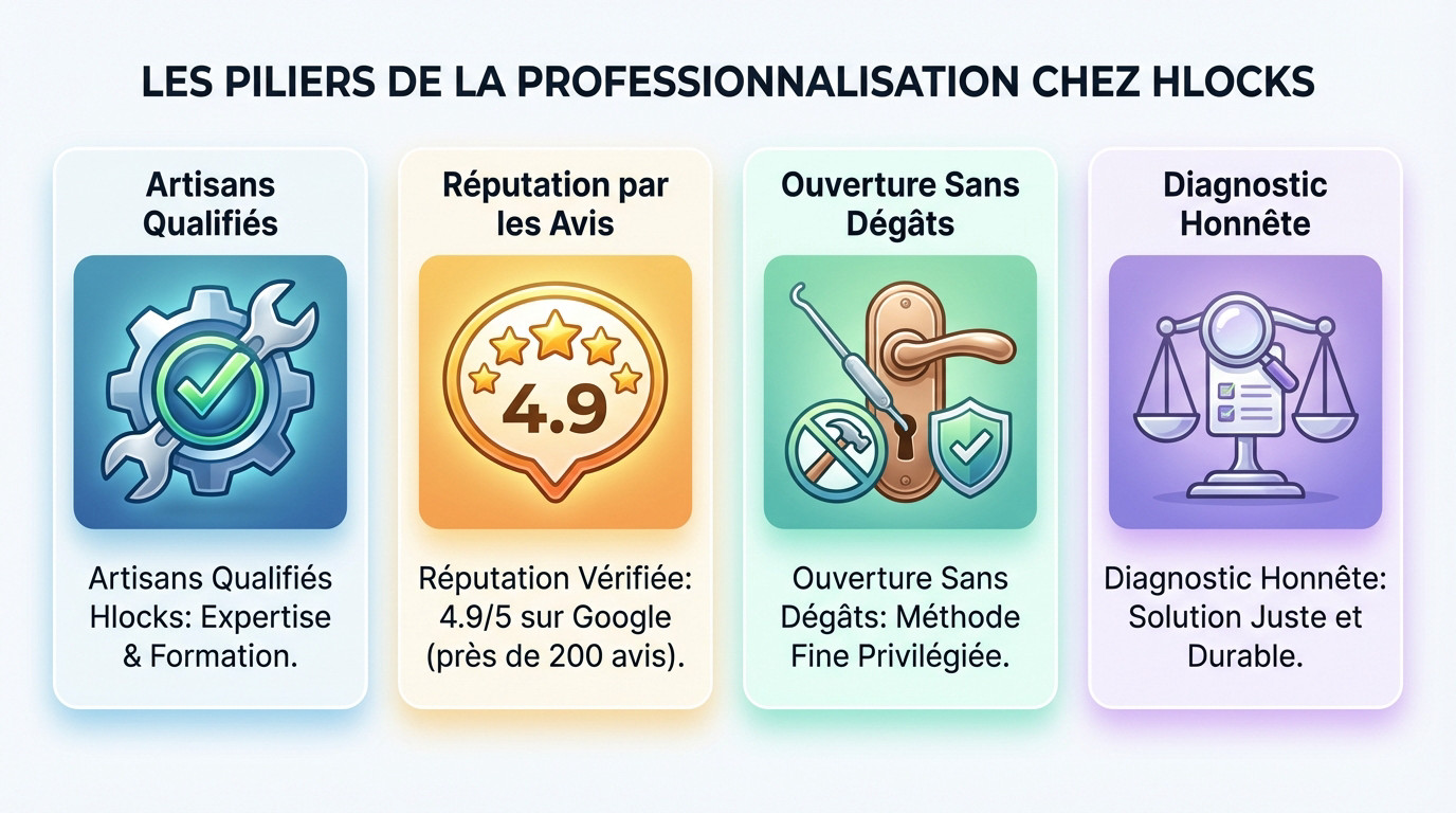 Serrurier professionnel Hlocks effectuant un diagnostic de serrure à Bruxelles
