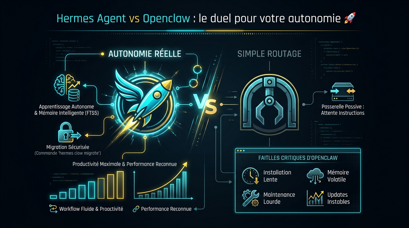 Comparaison entre Hermes Agent et Openclaw pour l'autonomie de l'IA
