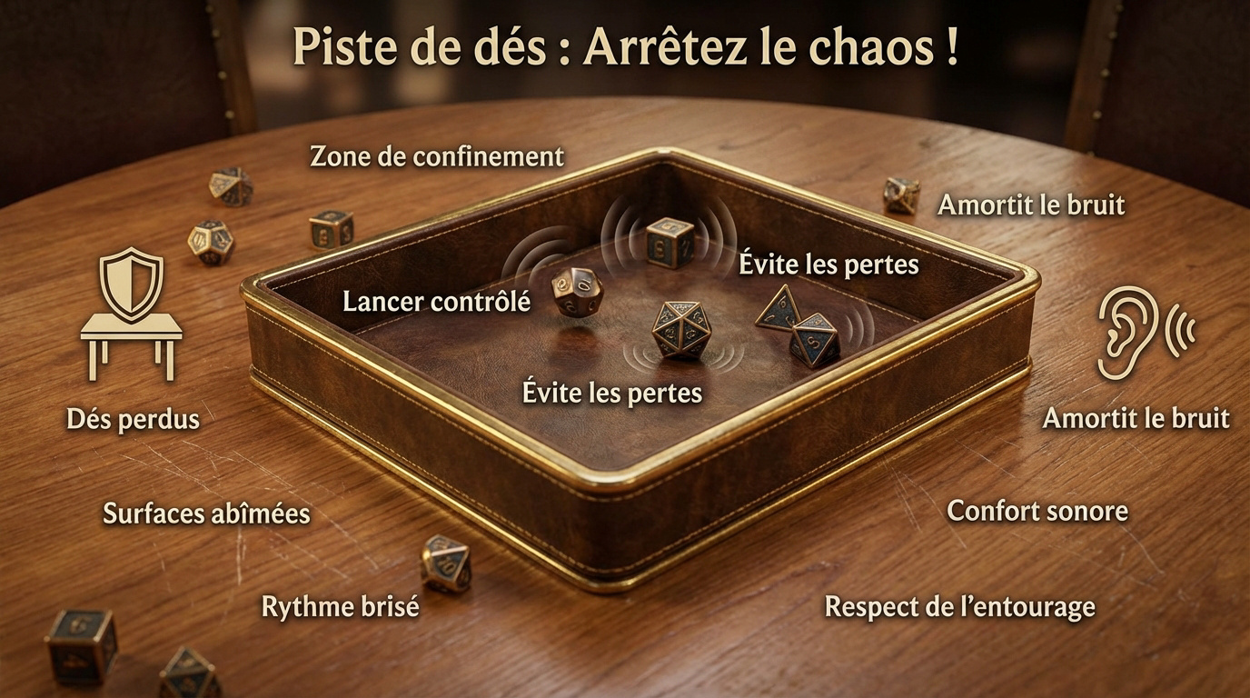 Piste de dés luxueuse avec revêtement intérieur protecteur pour lancers silencieux