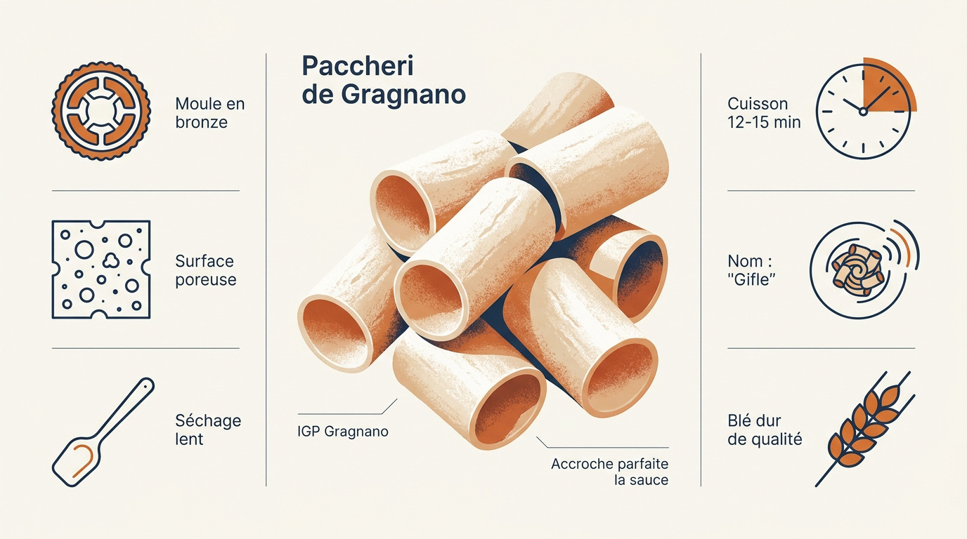 Pâtes paccheri de Gragnano artisanales à la texture rugueuse