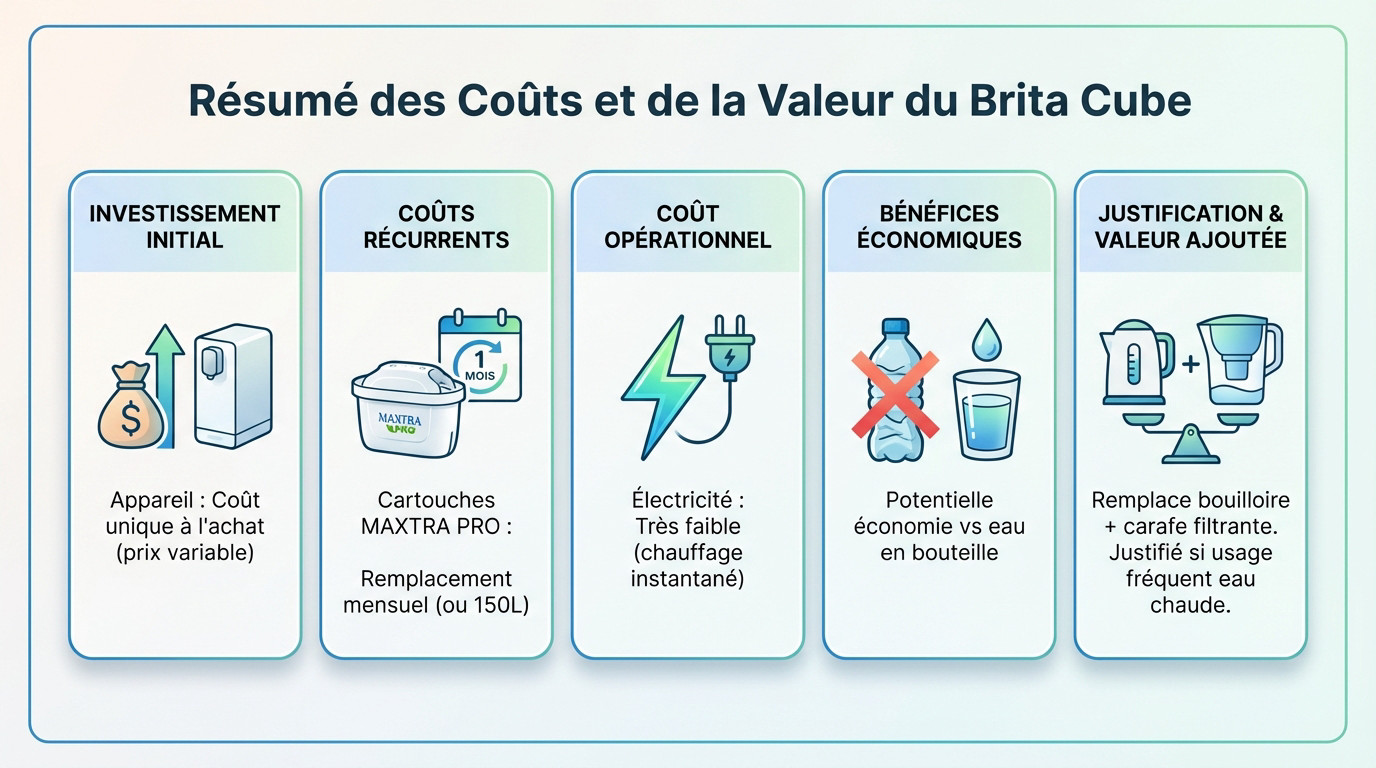 Estimation des coûts du Brita Cube et rentabilité face aux bouteilles d'eau