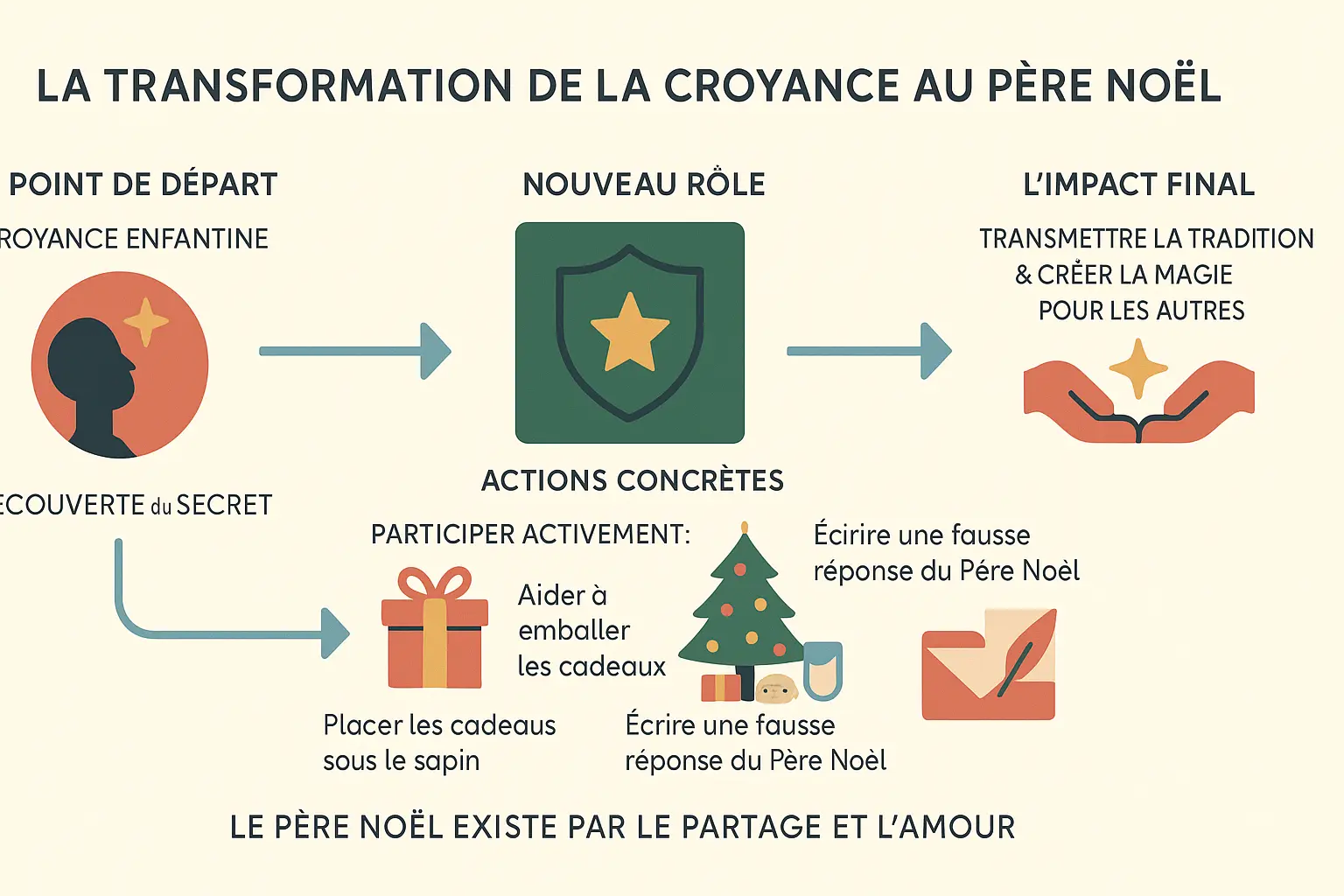 Illustration de la transition vers le rôle d'assistant du Père Noël