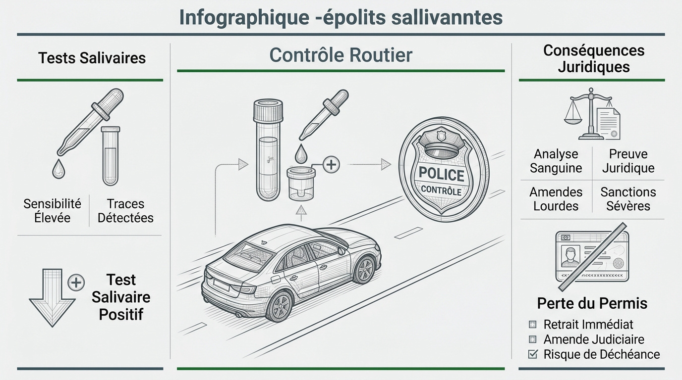 Contrôle routier de police avec test salivaire pour détection de THC
