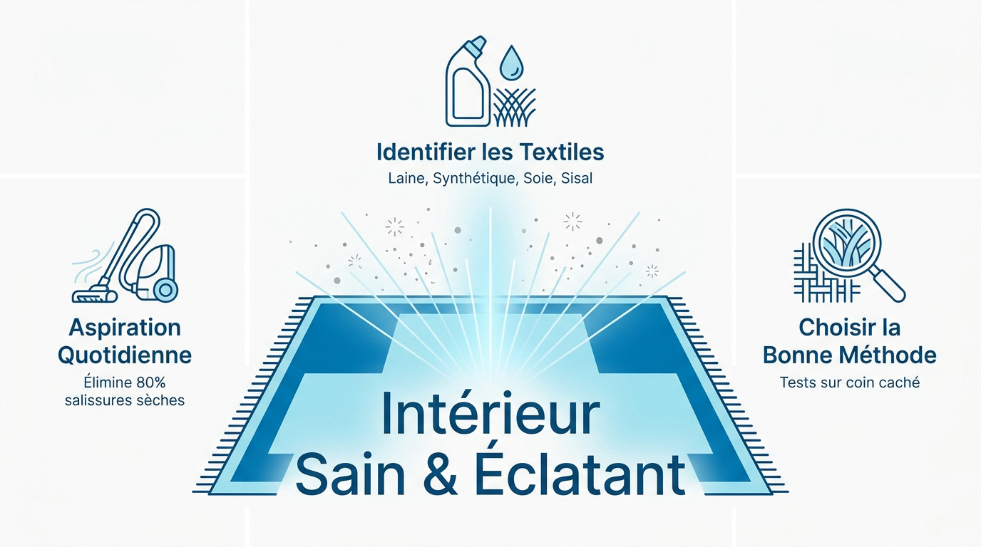 Nettoyage d'un tapis moderne pour un int&eacute;rieur sain
