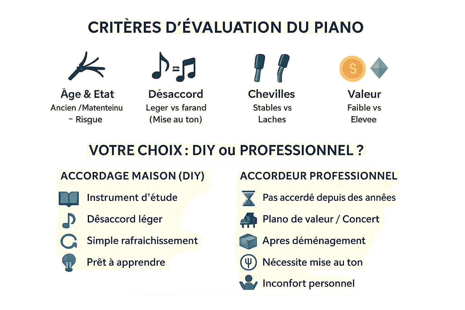 Évaluation piano DIY ou professionnel