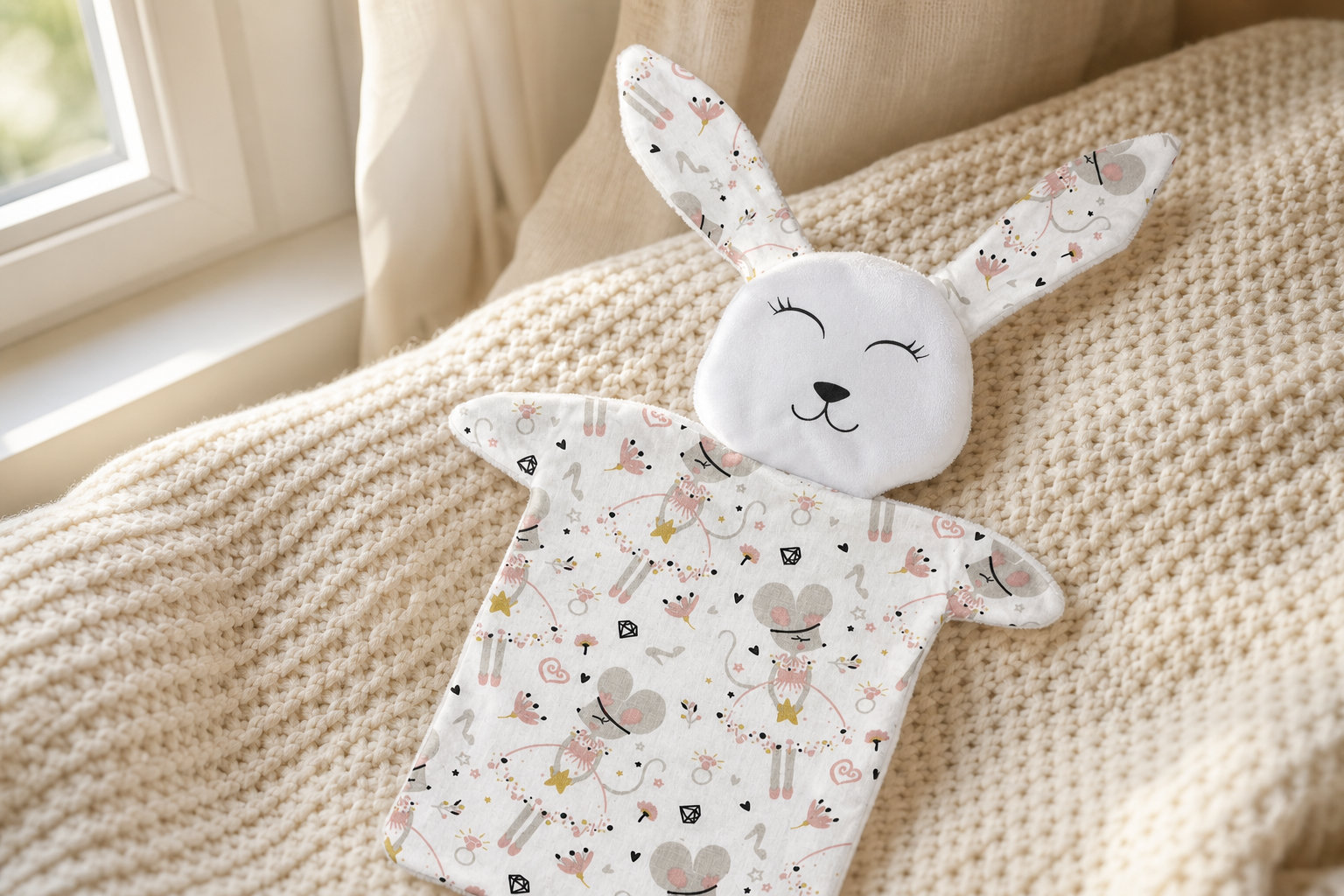 Doudou Lapin en tissu petite souris