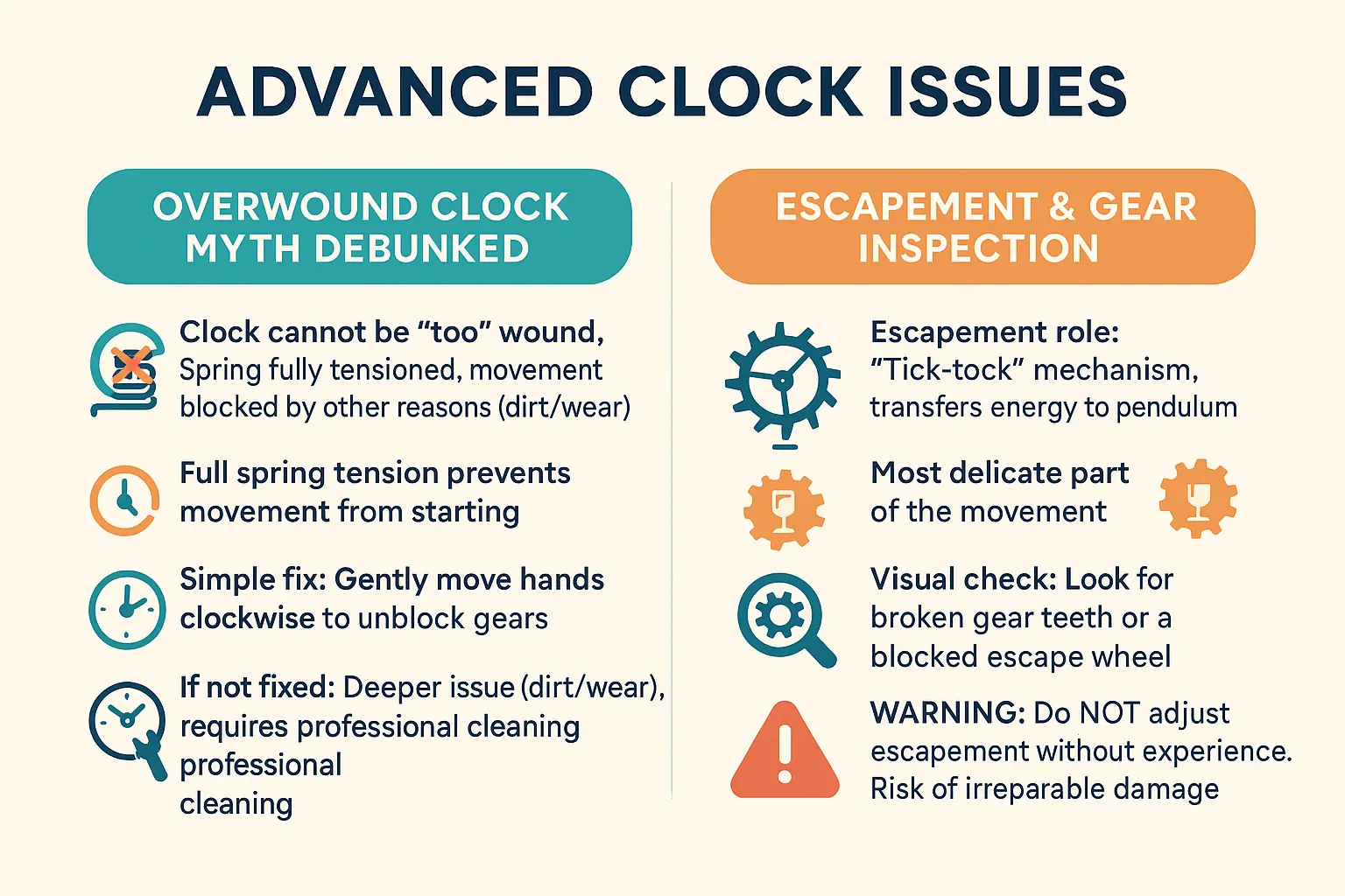 Pendulum clock mechanical components