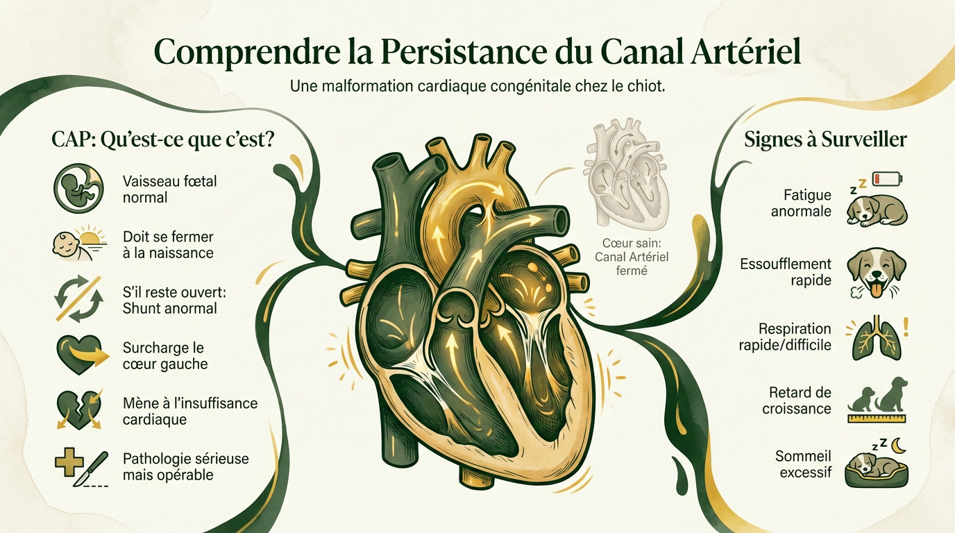 Schéma médical de la persistance du canal artériel chez le chien