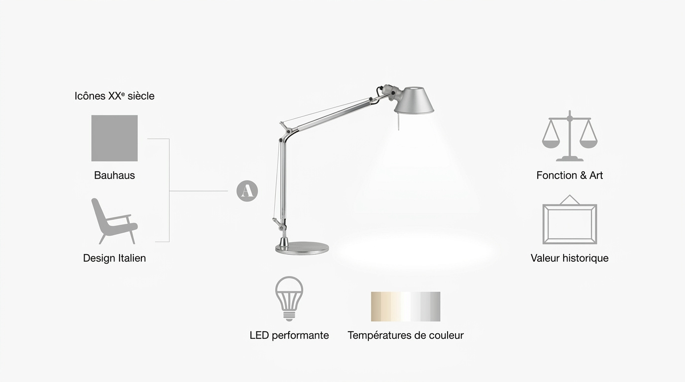 Lampe de table iconique illustrant l'équilibre entre art et fonction historique