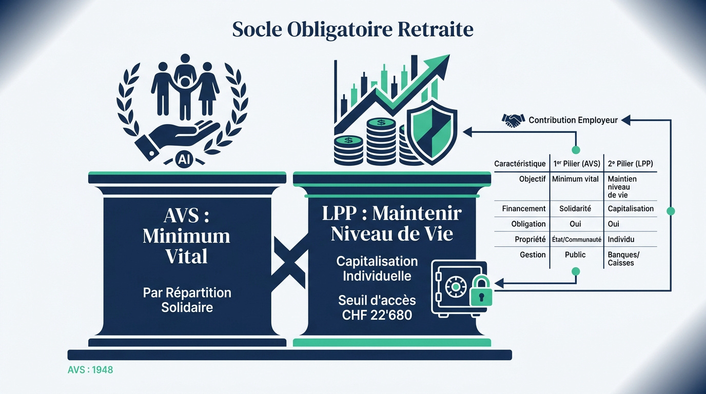 Schéma des piliers AVS et LPP