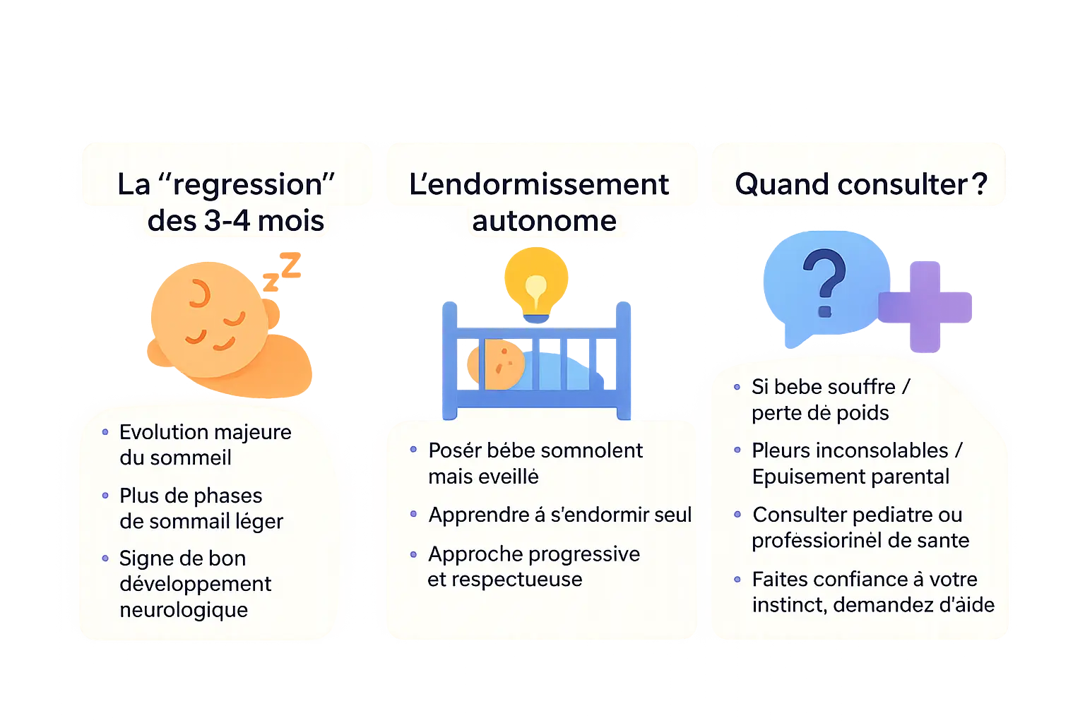 Illustration d'un bébé dormant paisiblement dans son lit avec une veilleuse douce en arrière-plan