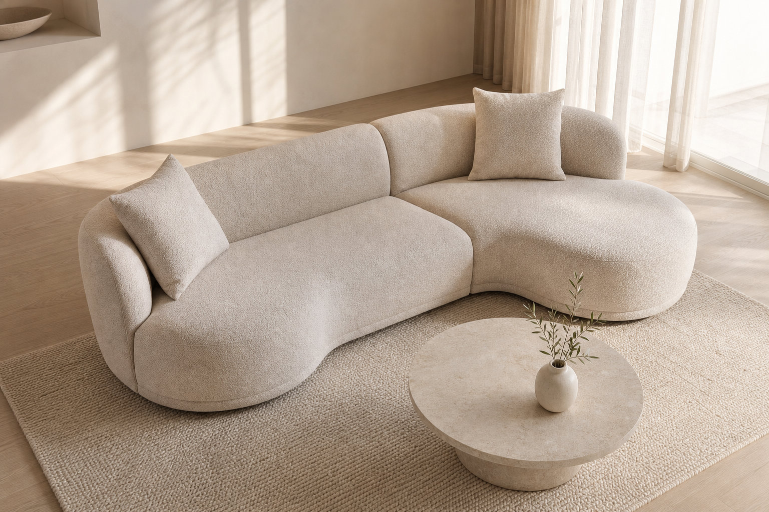 Canapé d'angle MODJO beige sable : la neutralité lumineuse et intemporelle